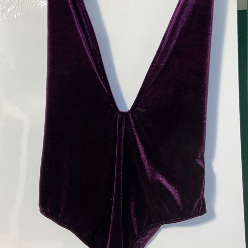 NASTY GAL: PURPLE VELVET V-NECK leotard
